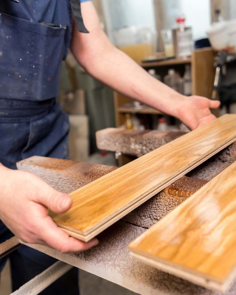 manual production of parquet boards wood flooring UCTHBFV