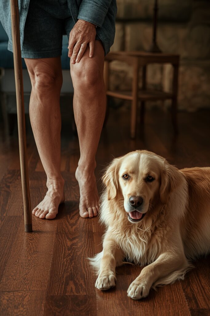 Residential hardwood flooring in a living room with elderly comfort and pet safety.