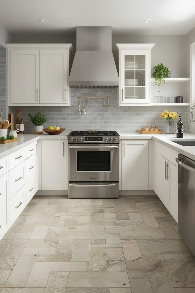 tile flooring installation in kitchen