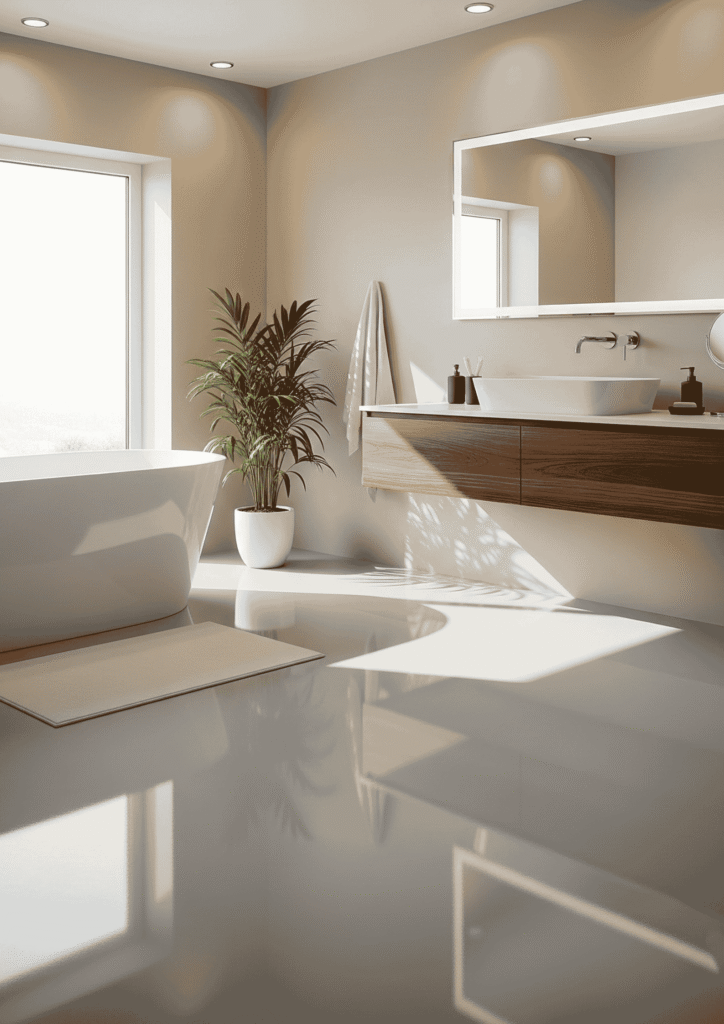 Bathroom flooring with waterproof and slip-resistant design for a safer and long-lasting bathroom.