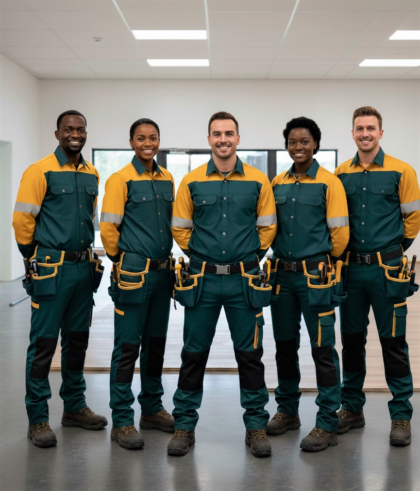 flooring contractors richmond team in warehouse