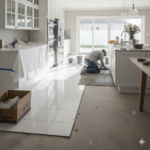 process when working in client home for kitchen tile flooring
