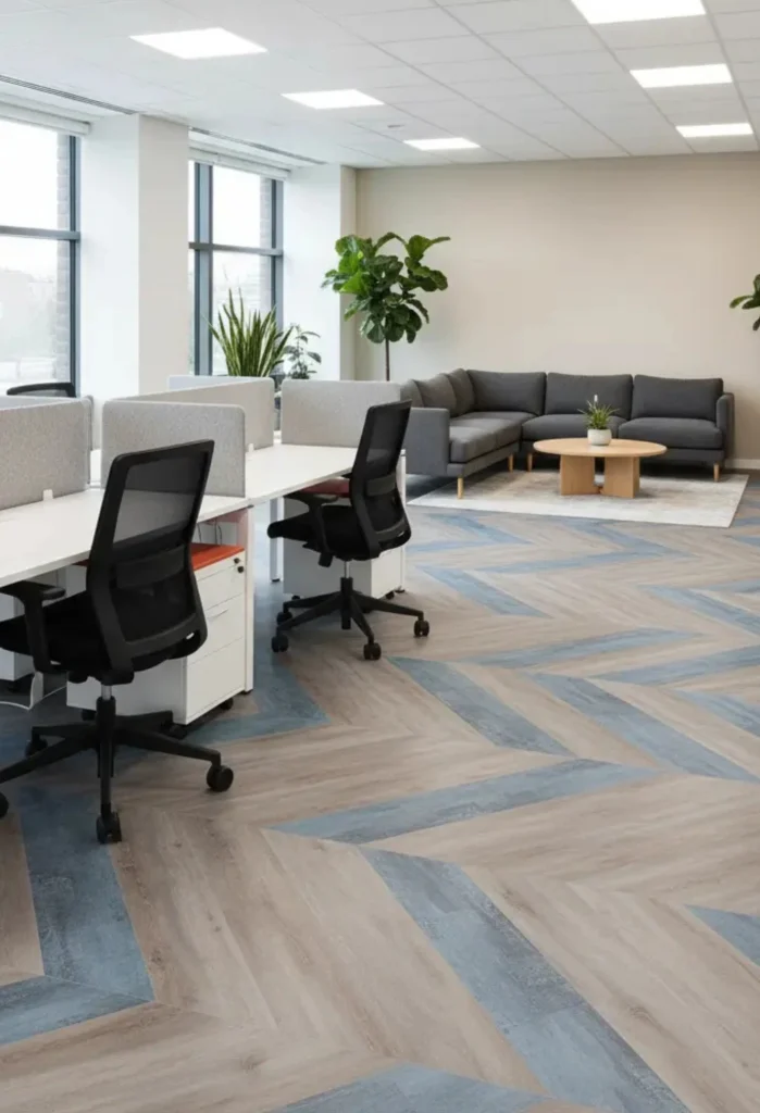 modern vinyl floor design is installed in the office