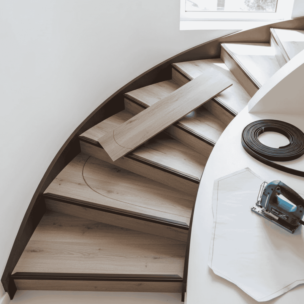 Installing Vinyl Plank Flooring on Curved or Open Stairs